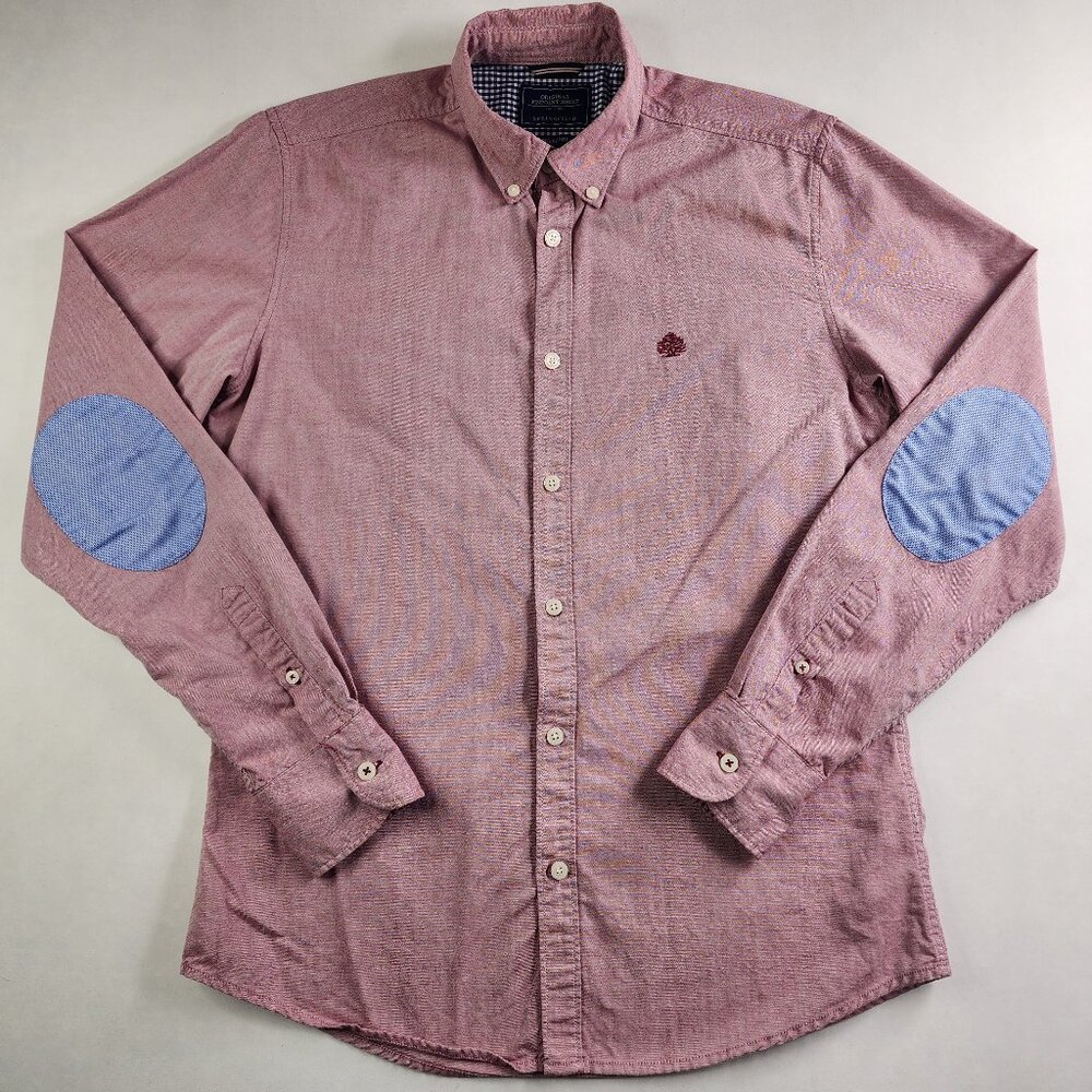 Springfield Original Button Down Shirt Mens Small Pink Long Sleeve Elbow Pads
